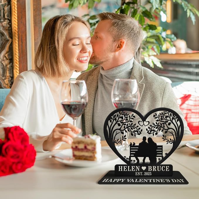 Personalized Valentines Day Gifts, Personalized 50th Wedding Anniversary Sign Gifts for Couples, Tabletop Metal Wedding Anniversary Sign, Custom Engraved Metal Sign