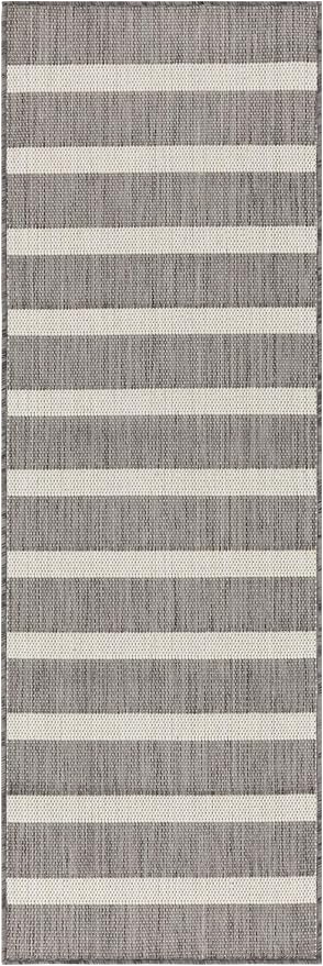 Nourison Home Positano Charcoal Ivory 2' x 6' Area Rug - Easy Clean, Non Shedding, Bed Room, Living Room, Dining Room, Kitchen (6' Runner)