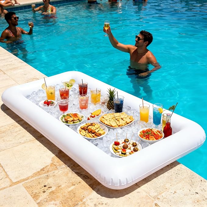 HBlife Inflatable Cooler & Mesh Food Cover Combo Set, Party Supplies for Buffet Food Drink Outside, 1 Inflatable Serving Bar, 3 Food Tents/Food Covers for Outdoors