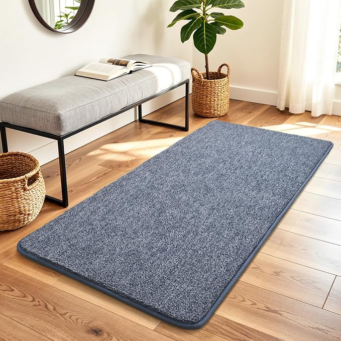 Keeko 2x4 Area Rugs for Living Room,Soft Washable Memory Foam Bedroom Rug | Indoor Throw Rug Low Pile Minimalist Non Slip Carpet for Kids Nursery Classroom Dorm Room Home Decor Blue and White