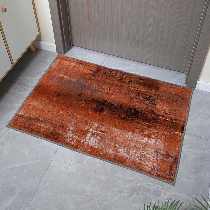 LOKMU Non-Slip Area Rugs Burnt Orange Abstract Paint Art Home Decor Rugs Carpet for Classroom Living Room Bedroom Dining Kindergarten Room 2'x3'