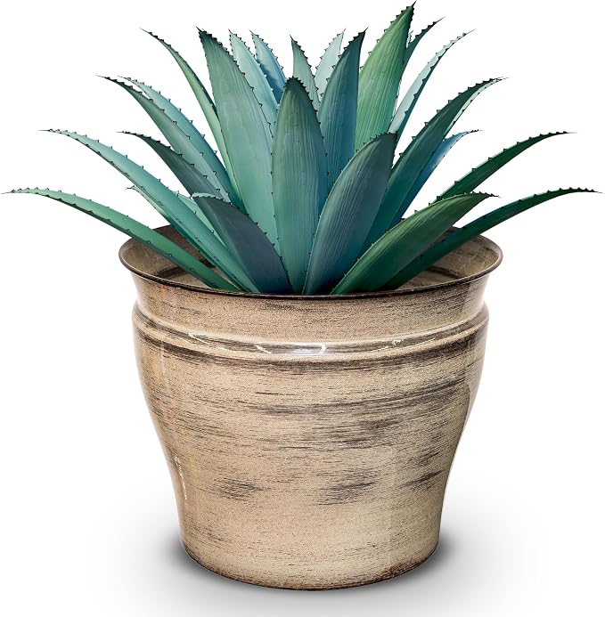 Headwind Glazed Ironstone Vanhorne Collection – 8" Papyrus Brown Decorative Plant Pot – Lightweight & Triple Coated w/Drainage Flower Pot for Indoor Plants & Outdoor Planter Use by Robert Allen