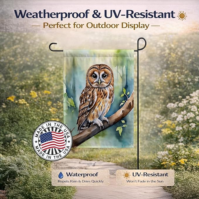 Caroline's Treasures Tawny Owl Garden Flag Mailbox Flag Decorative Yard Flag Banner Outside Patio Artwork Yard Flower Beds, Garden Size, Multicolor