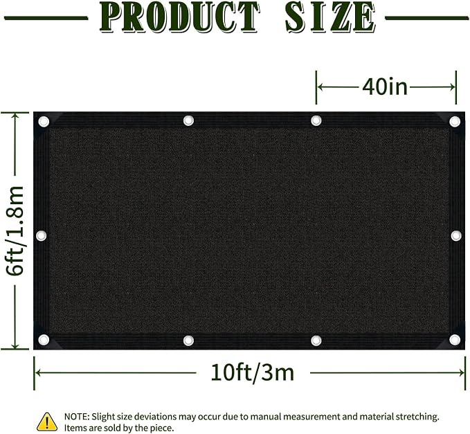 40% Shade Cloth for Garden,6×10FT HDPE Sunblock Shade Mesh Tarp with Grommets, Sun Shade Netting for Plants Greenhouse Garden Patio Pergola Chicken Coop