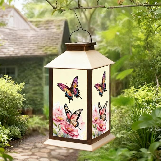 JOBOSI Solar Lantern Butterfly, Butterfly Decorative Gift, Solar Light, Gifts for Mom, Women, Grandma, Garden Yard Lawn Decor, Christmas and New Year Gift