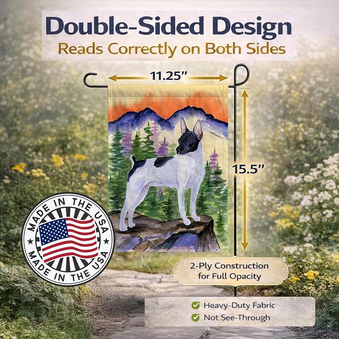 Caroline's Treasures SS8224GF Rat Terrier Garden Flag Mailbox Flag Decorative Yard Flag Banner Outside Patio Artwork Yard Flower Beds, Garden Size, Multicolor