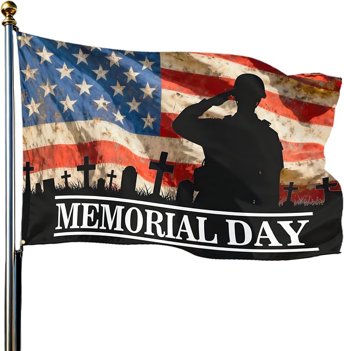 Memorial Day Flag 3x5 Ft Outdoor Double Sided Mirror Printed 4th of July Patriotic Flag Veterans Day Banner for Indoor Outdoor House Yard with 2 Grommets