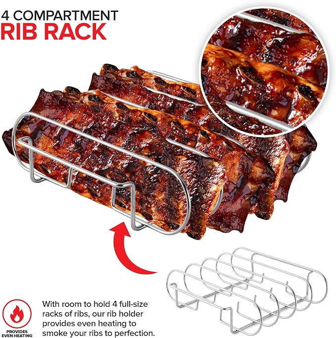 Modern Innovations Grill Racks, Chicken Leg Rack Drumstick Holder, Beer Can Chicken Holder Butt Stand, BBQ Smoke Rib Rack, Smoker Accessories Gifts For Men, Smoking and Grilling Gift Set