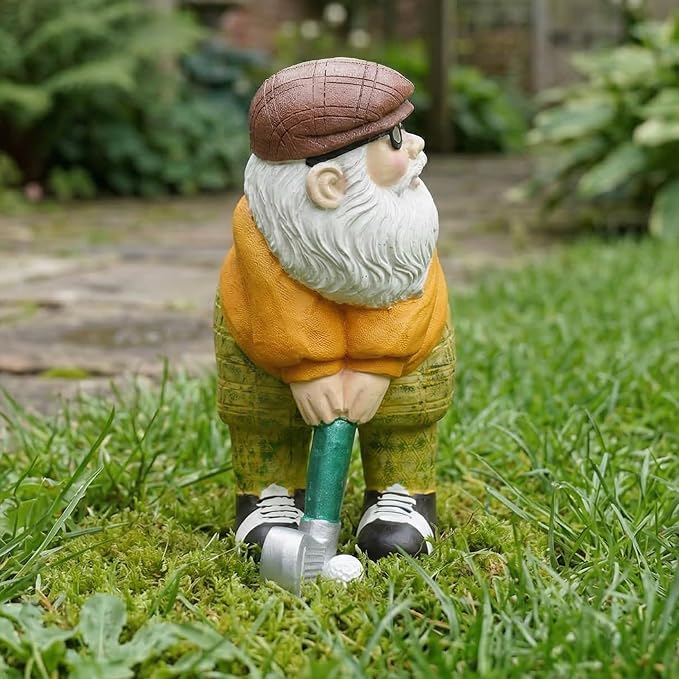 Elenon Golf Gnome Garden Statue, Adorable Outdoor Flower Bed Decor, Funny Yard Patio Art Dwarf Sculptures Table Ornament Decorative