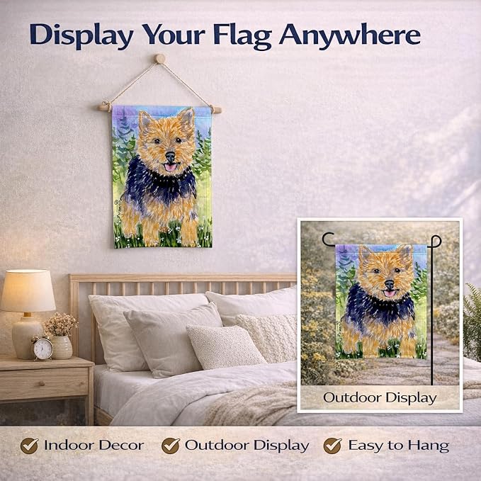 Caroline's Treasures SS8894GF Norwich Terrier Garden Flag Mailbox Flag Decorative Yard Flag Banner Outside Patio Artwork Yard Flower Beds, Garden Size, Multicolor