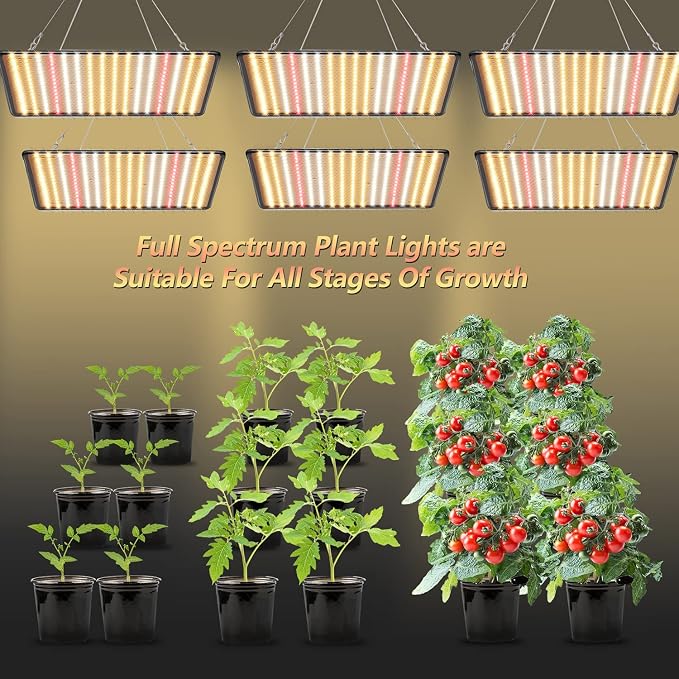 Grow Light, (2-Pack) 200W LED Grow Lights for Indoor Plants Full Spectrum Plant Growing Lamps for Seedling Veg and Bloom