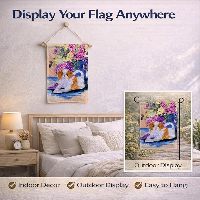 Caroline's Treasures SS8300GF Japanese Chin Garden Flag Mailbox Flag Decorative Yard Flag Banner Outside Patio Artwork Yard Flower Beds, Garden Size, Multicolor