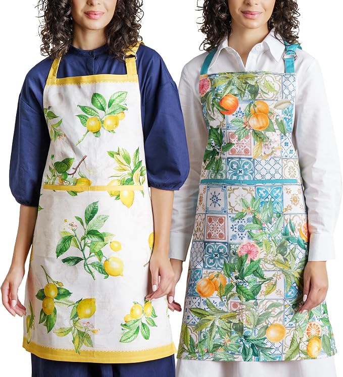 Maison d' Hermine Aprons for women with Pocket 100% Cotton (27.50"x31.50") | Adjustable Neck Strap & long ties Apron Men Chef Wedding Cooking Gardening Server Maid