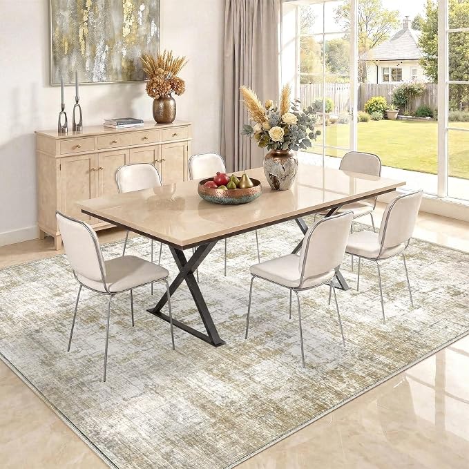 10x12 Area Rugs Washable Modern Abstract Living Room Bedroom Rug | Non Slip Soft Carpets Indoor Floor Stain Resistant Large Carpet for Bedroom Dining Room Farmhouse Nursery Home Office