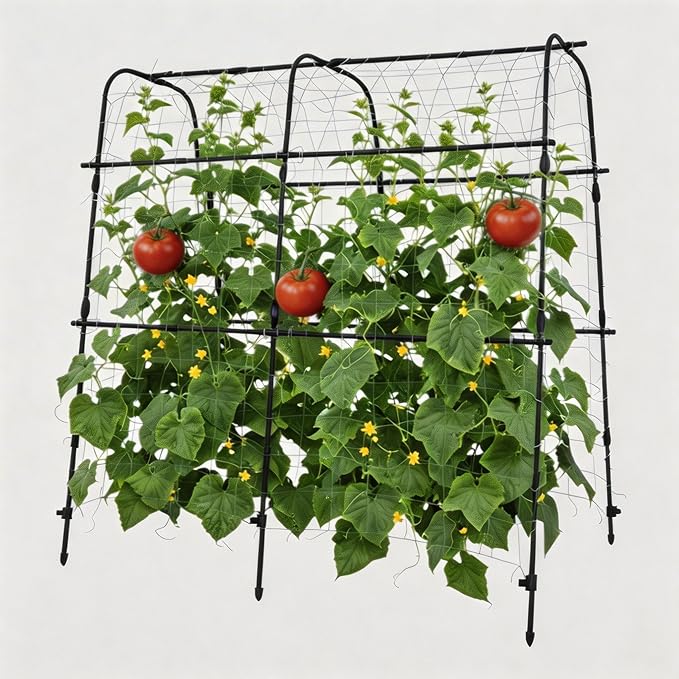Garden Arch Trellis for Raised Beds, 5.3x5.3FT Plant Support for Cucumbers, Melons, Grapes, Roses & Climbing Vegetables, Outdoor Rust-Resistant Trellis for Vertical Growing, Black