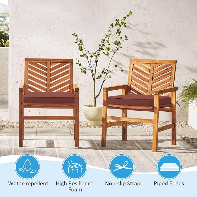 17 x 16 Inch Sunbrella Outdoor Chair Cushions with Tie Straps, Set of 4 Thick Water Repellent Round Patio Chair Pads for Garden Lawn Patio Furniture, Canvas Henna