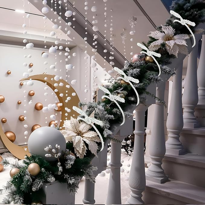 Zhengmy 20 Pcs 25 Inch Extra Long Christmas Garland Ties Christmas Decorative Twist Ties for Banister Reusable Flexible Twist for Holiday Xmas Home Decorations Craft Wrapping (White)