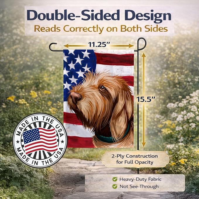 Caroline's Treasures CK6553GF Griffon Fauve de Bretagne American Flag Garden Flag Mailbox Flag Decorative Yard Flag Banner Outside Patio Artwork Yard Flower Beds, Garden Size, Multicolor