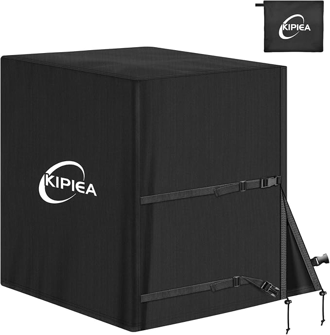 Kipiea Heavy Duty Air Conditioner Cover for Outside Units, Windproof, Anti-UV, Tear & Fade Resistant AC Cover for Winter (34" W x 34" D x 38" H)