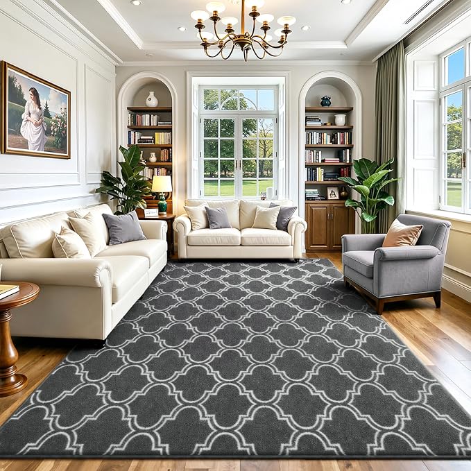 Keeko 7x10 Area Rugs for Living Room,Soft Washable Memory Foam Bedroom Rug | Indoor Throw Rug Low Pile Minimalist Non Slip Carpet for Kids Nursery Classroom Dorm Room Home Decor