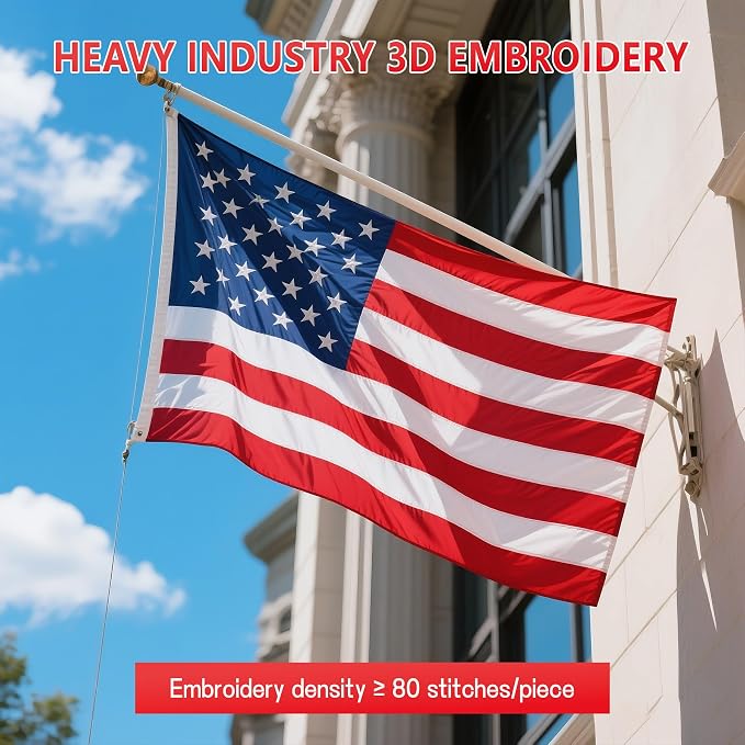 American flag 3x5 FT for Outside,Heavy Duty Non Fading US Flags for High Wind Outdoor,Waterproof UV Resistant USA Flag with Embroidered Stars, Sewn Stripes, Brass Grommets,All Weather