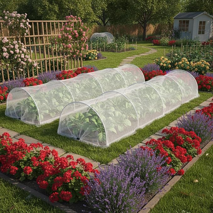 2 Pcs 18 x 118 inch Mesh Garden Greenhouse Tunnel Netting Protection Netting Pest Barrier Vegetable Plant Ultra Fine Mesh Cover Fruit Flowers Row Cover for Raised Beds Garden Greenhouse