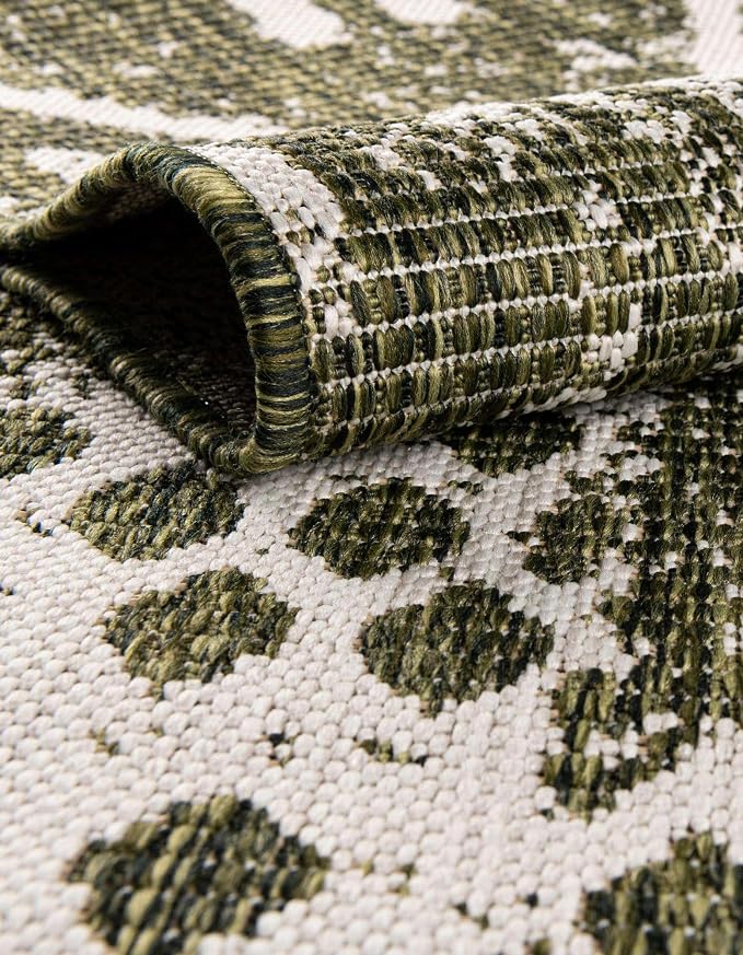 Unique Loom Outdoor Bohemian Collection Area Rug - Anthro (13' Round Green/Ivory)
