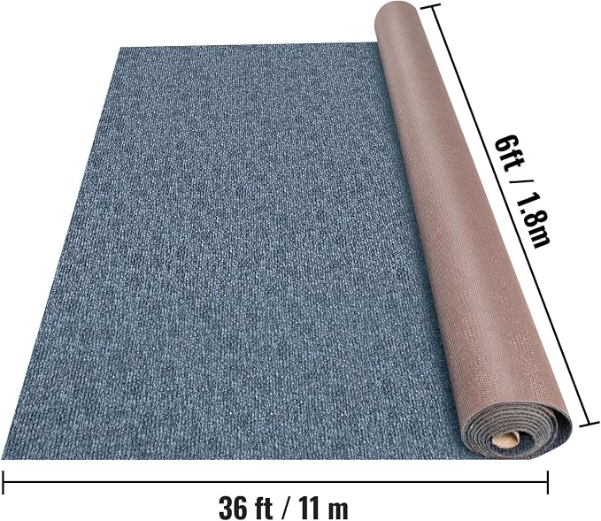 Happybuy 6 ft x 36 ft Grey Marine Carpet for Boats Waterproof - 0.18" Thick Indoor Outdoor Rug Carpet Roll for Home Patio Porch Deck