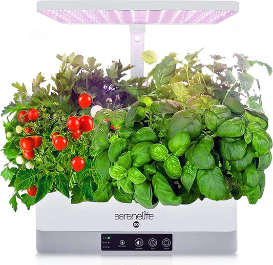 SereneLife Smart Indoor Garden - Hydroponic Herb Garden with 4000K Grow Lights Panel, Control Panel Settings, Water Stick, No Soil, Mess-Free, Height Adjustable, Grows Up to 6 Plants