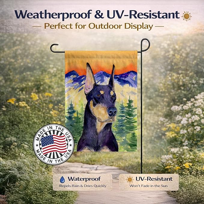 Caroline's Treasures SS8658GF Doberman Garden Flag Mailbox Flag Decorative Yard Flag Banner Outside Patio Artwork Yard Flower Beds, Garden Size, Multicolor
