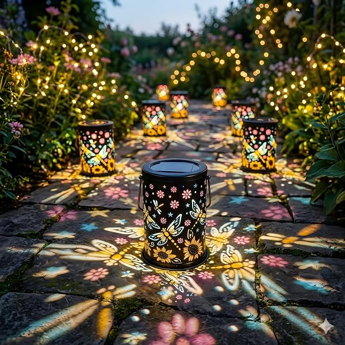 Solar Lanterns Outdoor Waterproof Solar Lights Outdoor Garden, Gifts for Women Mother's Day Mom Grandma, Hanging Solar Lights Dragonfly Garden Decor for Patio, Yard, Lawn, Porch, Backyard