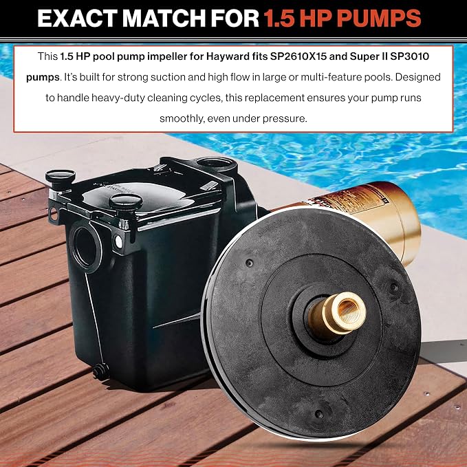 Swimables SPX2610C Super Pump Impeller - 1.5 HP Premium Pool Pump Impeller for SP2610X15, SP3010, Max-Flo SP2810X15 - Heavy-Duty Impeller Replacement for high-Performance Pool Systems