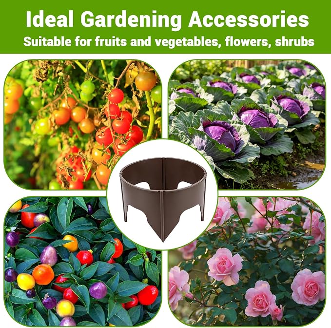 24 Pieces Planting Grow Rings, 7.8-15.16in Adjustable Round Plant Support Rings, Brown Plant Rings for Outdoor Plants – Blocks Pests & Retains Soil Moisture