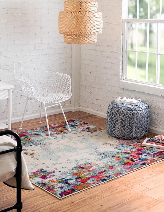 Unique Loom Chromatic Collection Area Rug - Joyous (5' Square Multi/Blue)
