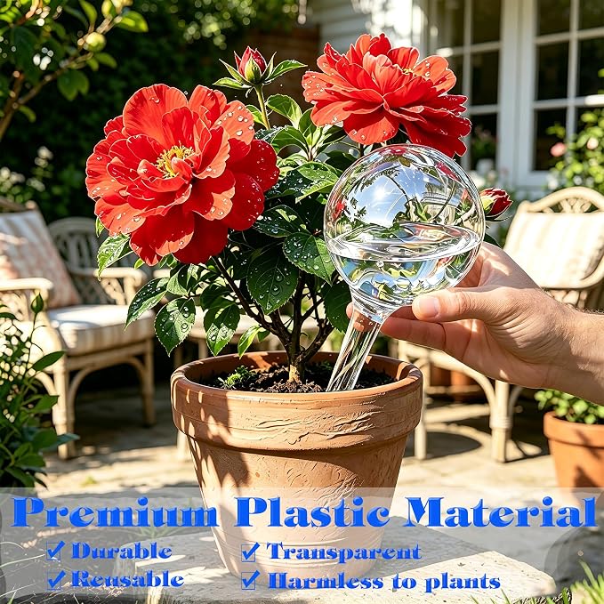 Plant Automatic Watering Devices, Clear Plastic Self-Watering Bulbs Flower Automatic Watering Device While Away Garden Waterer for Plant Indoor Outdoor