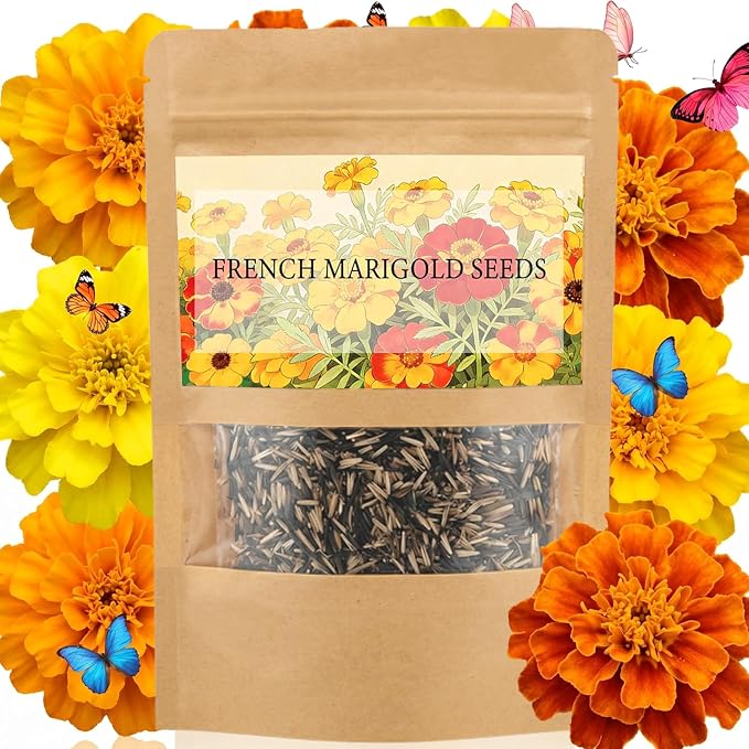 LUOJIBIE French Marigold Seeds for Planting Outdoors, Giant Marigold Flowers Seeds Bulk for 2026, Over 8,500+ Seeds Prolific Blooms, Ideal for Vibrant Pollinator Gardens
