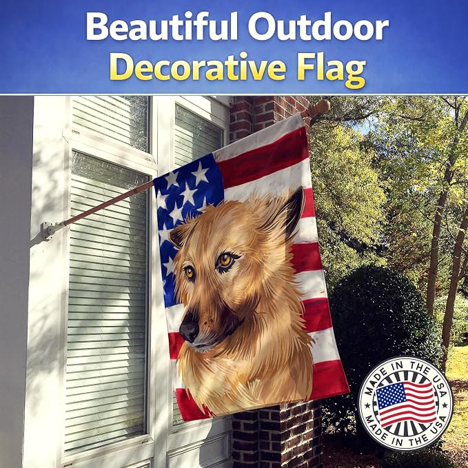 Caroline's Treasures CK6531CHF Garafian Shepherd Dog American Flag House Flag Large Porch Sleeve Pole Decorative Outside Yard Banner Artwork Wall Hanging, Polyester, House Size, Multicolor