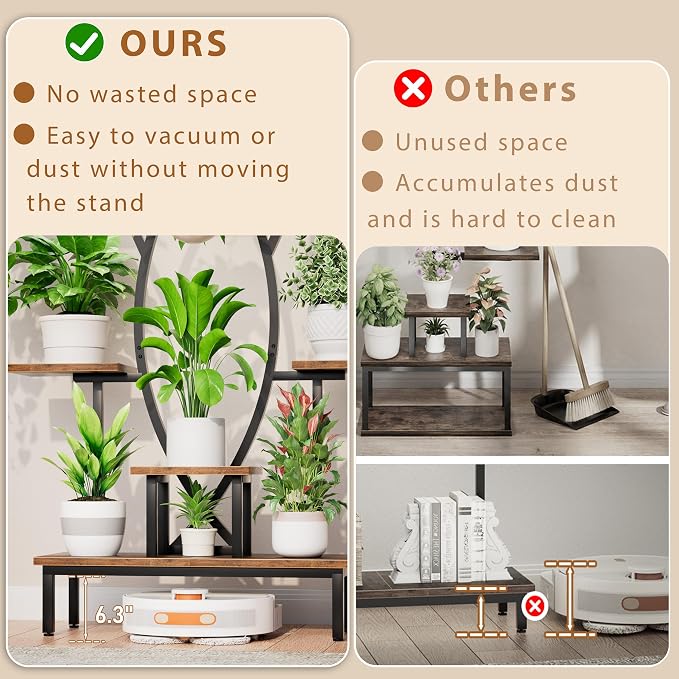 Plant Stand Indoor with Grow Lights - 9 Tiered Tall Plant Shelf, 63" Corner Plant Stands for Indoor Plants Multiple, X-Shaped Metal Flower Holder Large Decorative Rack for Living Room, Home Decor