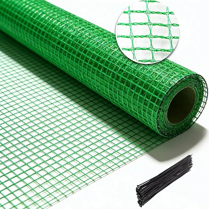 Garden Fence Temporary Fence, 4'x30' with 50 Zip Ties, Plastic Fencing Safety Fence Snow Fence, Construction Fencing for Yard, Deer, Pet, Rabbits, Chicken, Dogs, Animal Barrier, Green