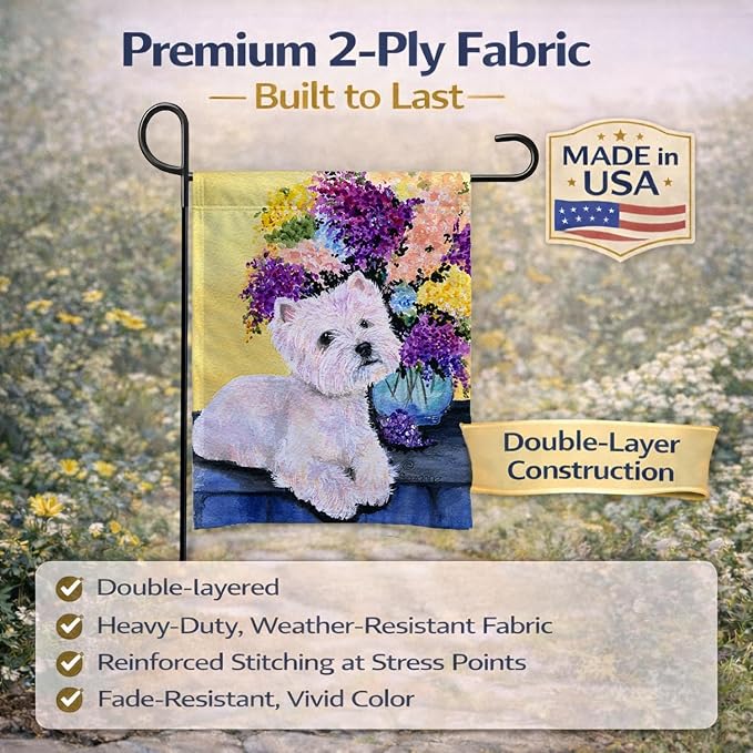Caroline's Treasures SS8291GF Westie Garden Flag Mailbox Flag Decorative Yard Flag Banner Outside Patio Artwork Yard Flower Beds, Garden Size, Multicolor