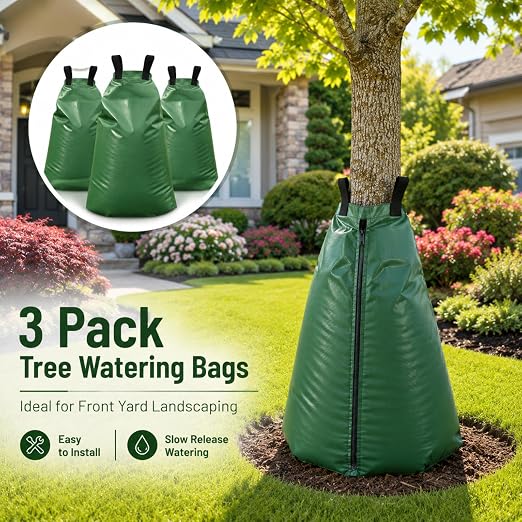 Tree Watering Bags Slow Release:20 Gallon - Reusable & Premium PVC Water Bags - Slow Watering 6-8 Hours for Newly Planted or Established Trees in Hot Weather (3 Pack)