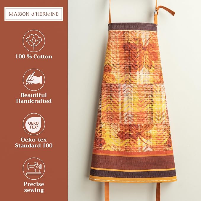 Maison d' Hermine Aprons for women with Pocket 100% Cotton (27.50"x31.50") | Adjustable Neck Strap & long ties Apron Men Chef Wedding Cooking Gardening Server Maid