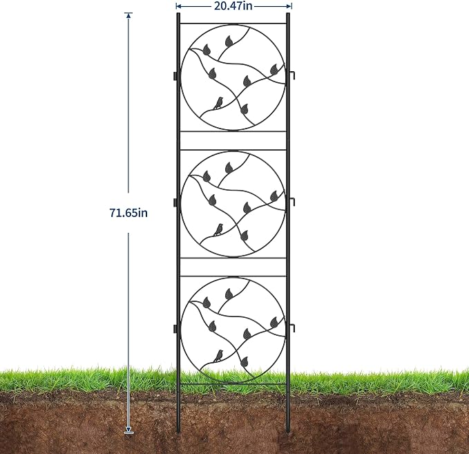 GarveeTech 2 PCS 21x72 in Black Metal Garden Trellis, Rustproof Plant Support for Climbing Roses, Vines, Vegetables & Flowers, Outdoor/Indoor Trellis for Potted Plants, Houseplants & Patio Gardening