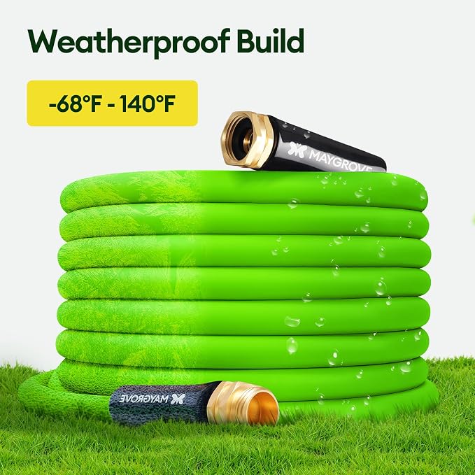 Maygrove 50 ft Garden Hose, 5/8 in ID, Heavy-Duty, Leakproof, Kink-Resistant Water Hose with Swivel Brass Fittings, 600 PSI Burst Rating, Ideal for Car Wash & Lawn Watering