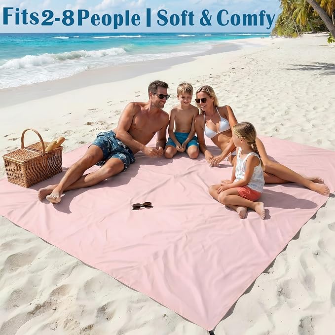 Famstar Beach Blanket Oversized Extra Large 78"X81"/10'X9',Waterproof Sandproof Beach Blanket 2-8 Adults Lightweight Durable for Travel Camping Hiking Picnic