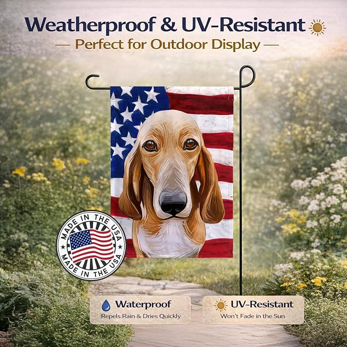 Caroline's Treasures CK6693GF Schweizer Laufhund Dog American Flag Garden Flag Mailbox Flag Decorative Yard Flag Banner Outside Patio Artwork Yard Flower Beds, Garden Size, Multicolor