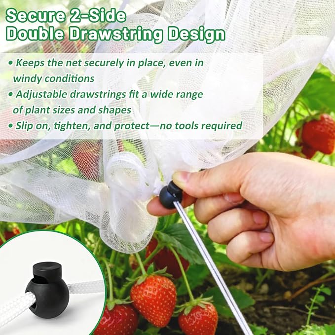 2 Pack Garden Netting for Raised Beds, 4x2FT Raised Bed Cover for Garden Protection, Ultra Fine Mesh Bird Netting Pest Barrier Screen with Drawstring for Protecting Vegetables Fruits Flowers