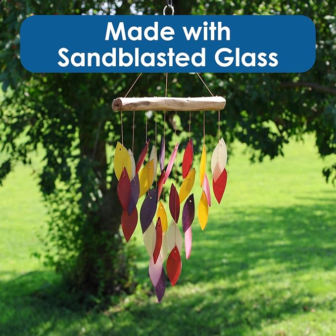 Blue Handworks Fiesta Waterfall Glass Wind Chime | Handcrafted Waterfall Glass Wind Chime in Rich Crimson, Eggplant Purple, Blush Pink, Burgundy and Golden Amber