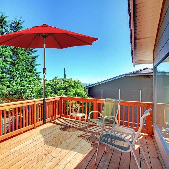 Dolibest Heavy Duty Patio Umbrella Holder, Steel Deck Clamp Holder up to 2'' Umbrella Pole, Deck Mount Umbrella Holder, Space Saving Design, Attaches to Railing Max Width 2 inch, Easy Installation