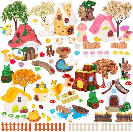 118 PCS Mini Fairy Garden Accessories Kit Miniature Garden Decorations Set Tiny Figurines for DIY Micro Landscape Terrarium Succulent Craft Decor Potted Horticulture Ornaments